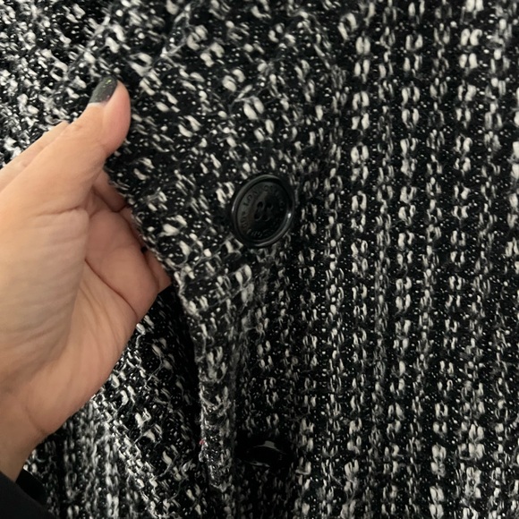 London Fog Women's Textured Black and White Pea Coat - Picture 7 of 13